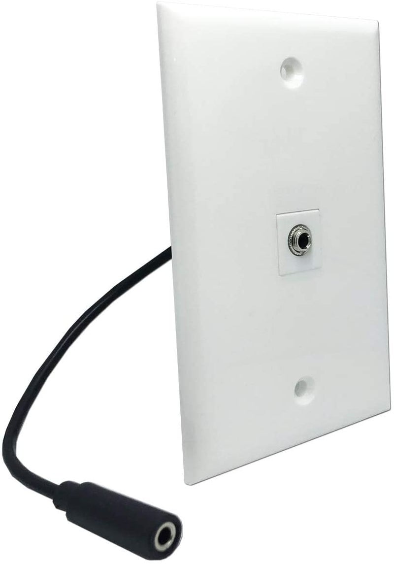 DIYTECH 3.5mm Stereo Headphone Wall Jack, Female to Female Audio Connectors, in-line Modular, with Extension Cable and Mounting Bracket, Aux Wall Plate - Image 2